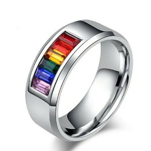 Mens Titanium Rainbow ring